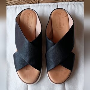 Corso Como Black Leather Cross Strap Women's Sandals_8